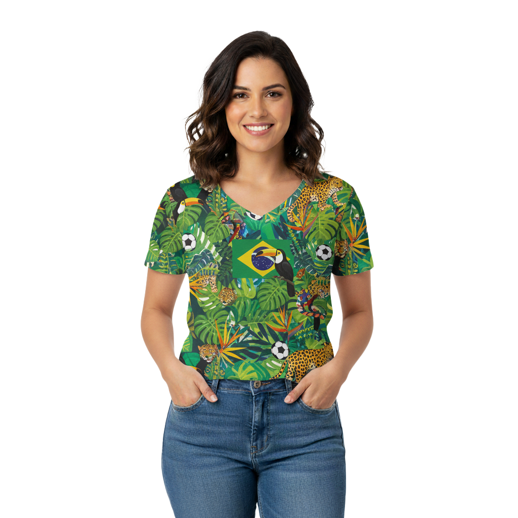 All Over Print Women's Short Sleeve V